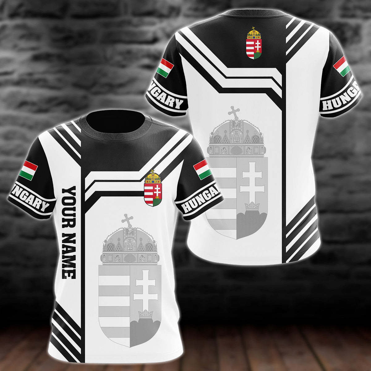 Customize Hungary Line Black And White Version Unisex Adult Shirts