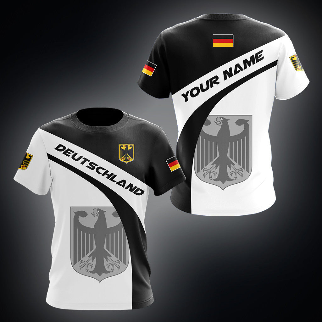 Benutzerdefinierte Name Deutschland Deutschland Wappen schwarz und weiß Unisex Erwachsene Shirts