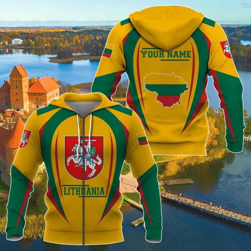 Customize Lithuania Coat Of Arms & Map 3D Unisex Adult Shirts