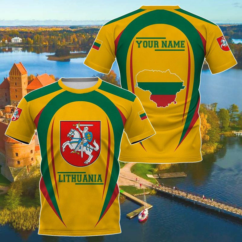 Litauen Wappen &amp; Karte 3D Unisex Erwachsene Shirts anpassen