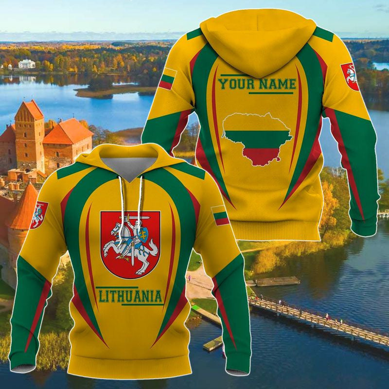 Customize Lithuania Coat Of Arms & Map 3D Unisex Adult Shirts