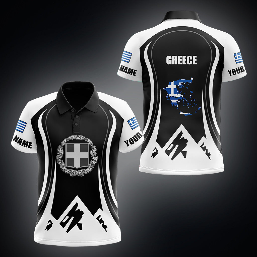 Customize Greece Flag Map And Coat Of Arms Unisex Adult Shirts