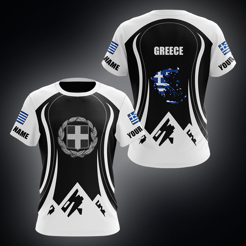 Customize Greece Flag Map And Coat Of Arms Unisex Adult Shirts