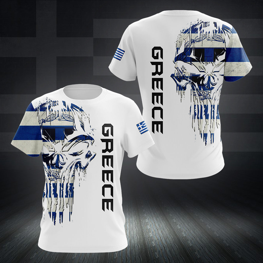 Griechenland Totenkopf Flagge Unisex Erwachsene Shirts