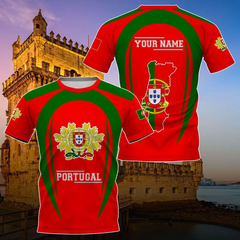 Portugal Wappen &amp; Flagge 3D Unisex Erwachsene Shirts anpassen