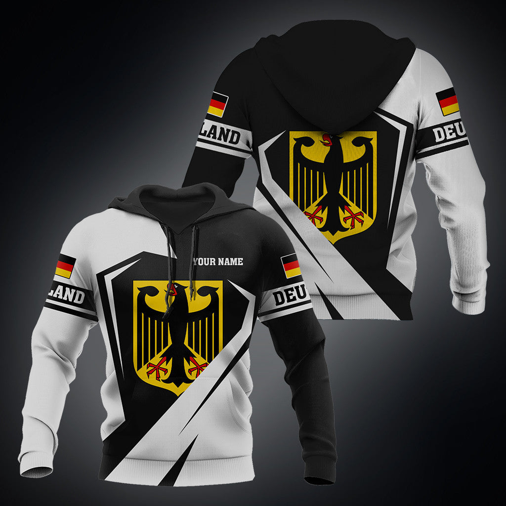 Benutzerdefinierte Name Deutschland Deutschland Wappen Diamant weiß Unisex Erwachsene Shirts