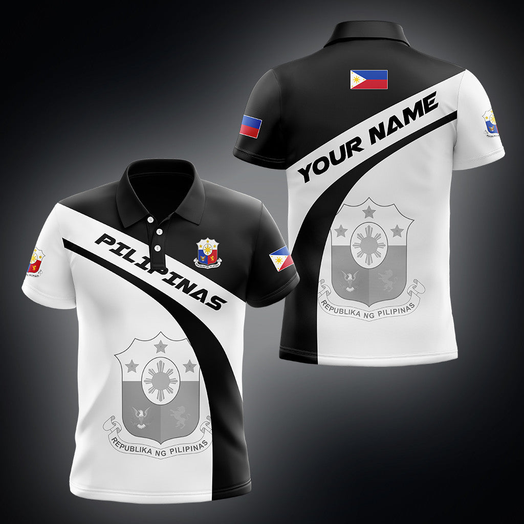 Custom Name Philipines Pilipinas Coat Of Arms Black And White Unisex Adult Shirts