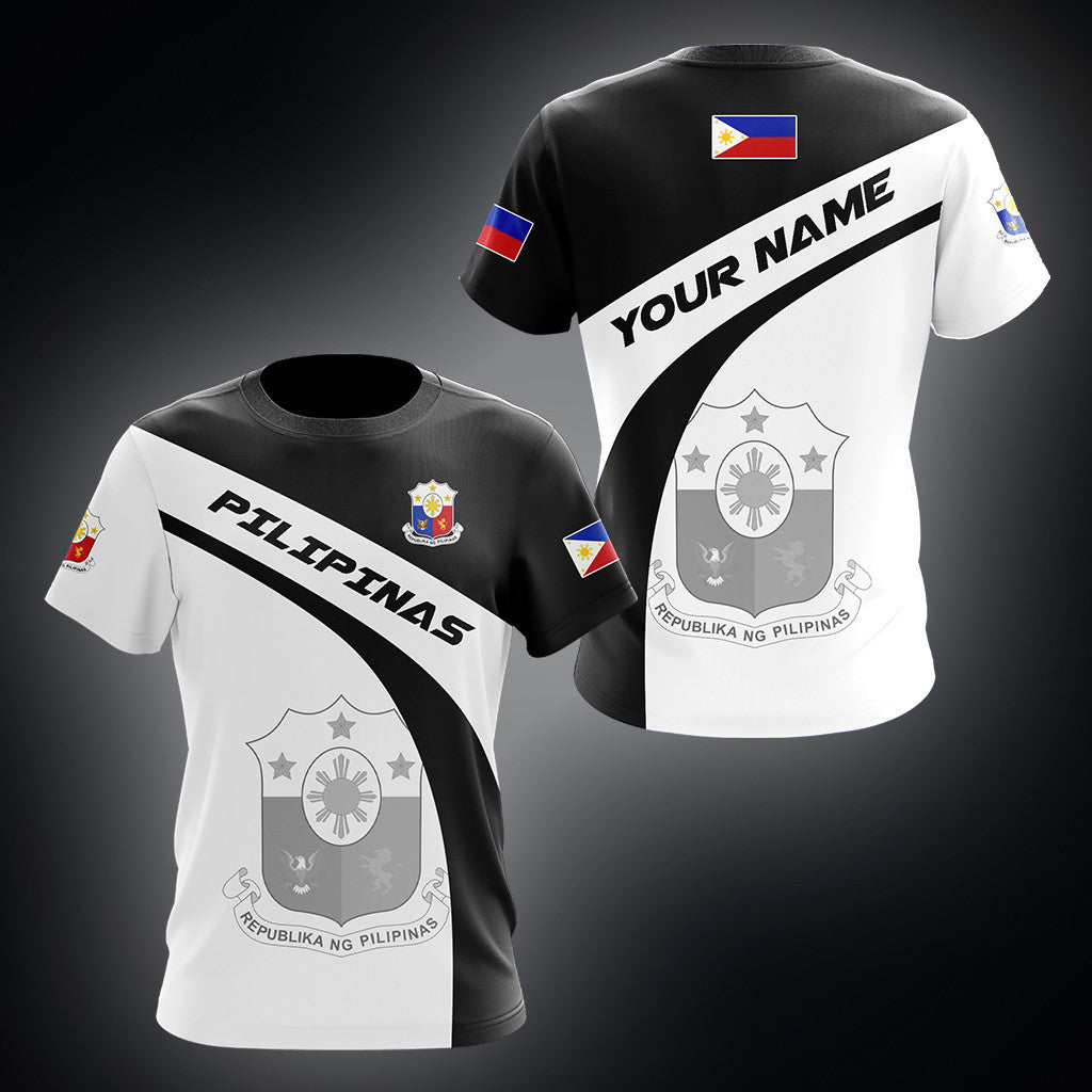 Custom Name Philipines Pilipinas Coat Of Arms Black And White Unisex Adult Shirts