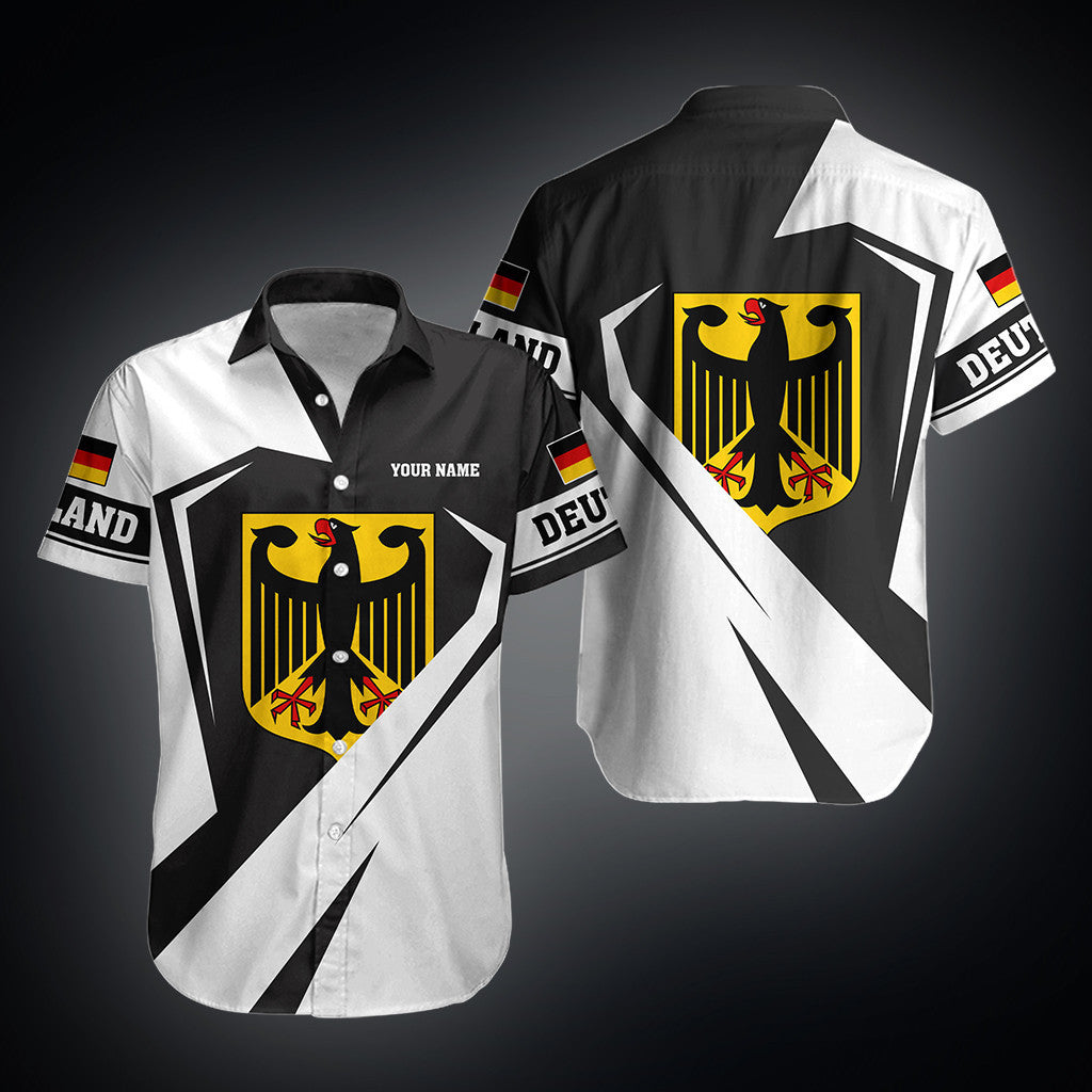 Benutzerdefinierte Name Deutschland Deutschland Wappen Diamant weiß Unisex Erwachsene Shirts