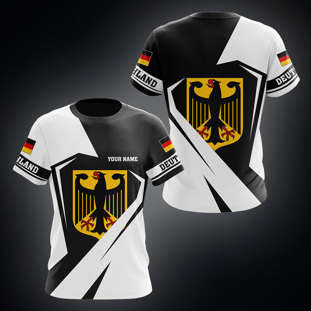 Benutzerdefinierte Name Deutschland Deutschland Wappen Diamant weiß Unisex Erwachsene Shirts