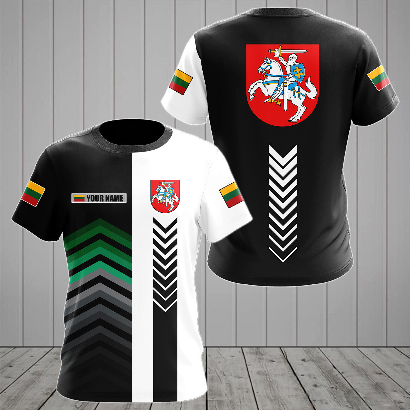 Benutzerdefinierte Name Wappen Litauen Speed ​​Style Unisex Erwachsene Shirts