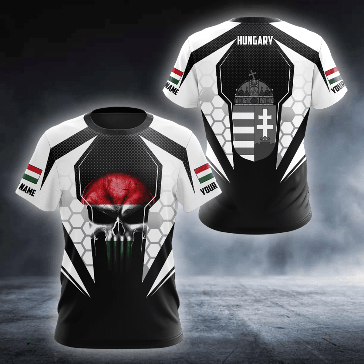 Customize Hungary Sport Cyberpunk ON Black Unisex Adult Shirts