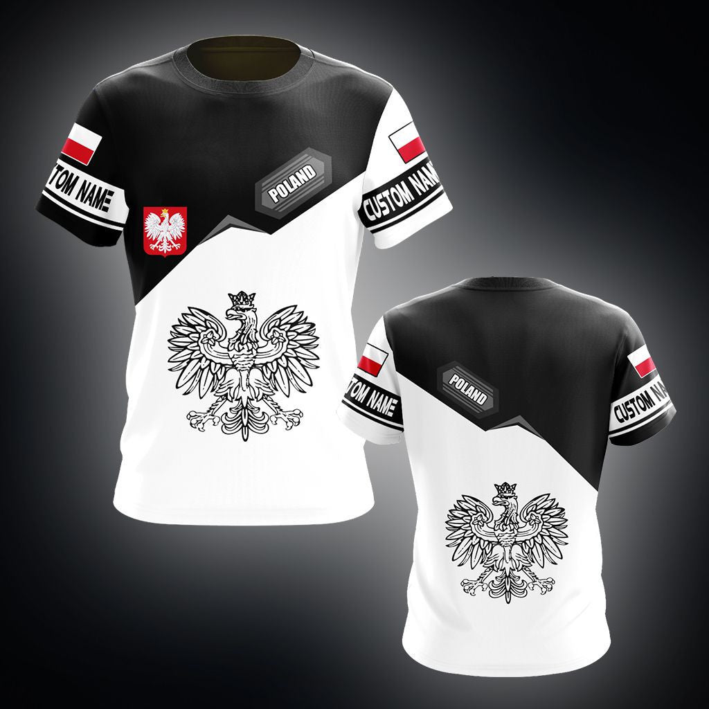 Blason personnalisé Pologne - T-shirts unisexes blancs pour adultes