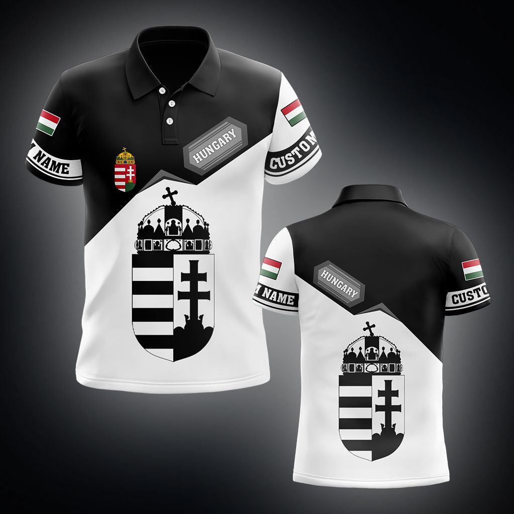 Custom Name Coat Of Arms Hungary - Black And White Unisex Adult Shirts