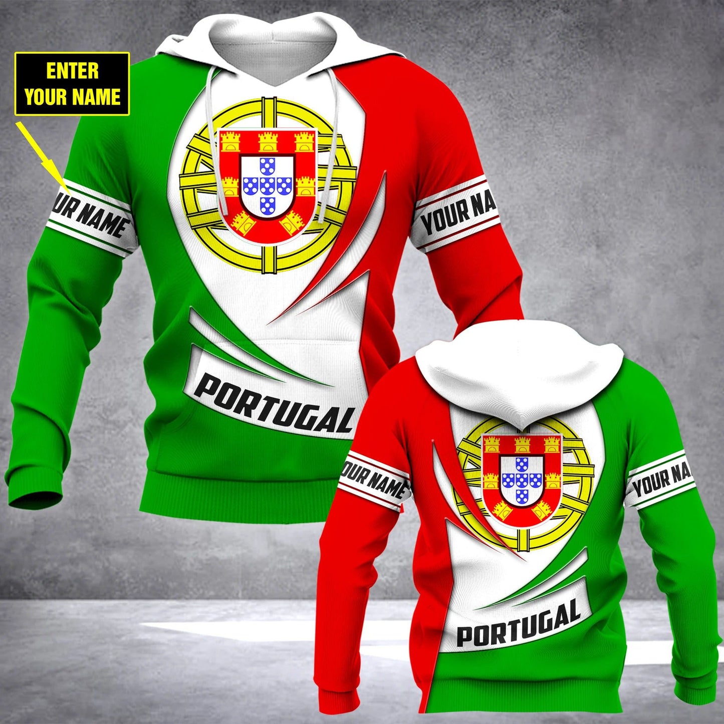 Passen Sie Portugal Wappen Stil Unisex Erwachsene Hoodies