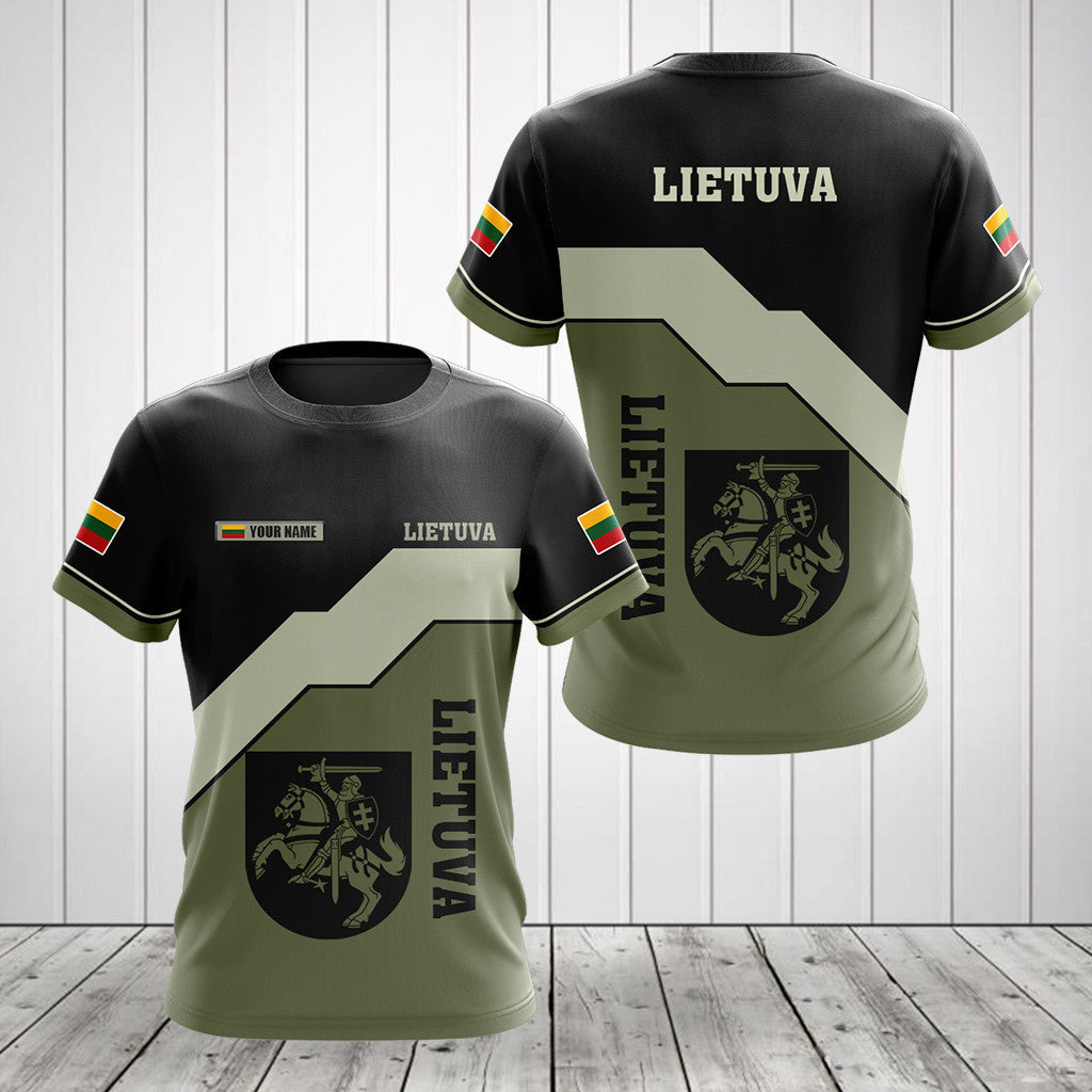 Custom Name Lietuva Coat Of Arms And Flag Unisex Adult Shirts