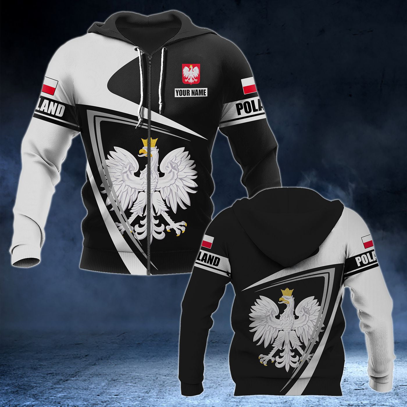 Customize Poland Coat Of Arms - Flag V3 Unisex Adult Hoodies