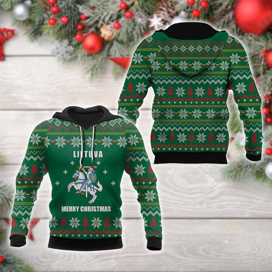 Lietuva - Armoiries de la Lituanie Joyeux Noël Sweat à capuche unisexe pour adulte