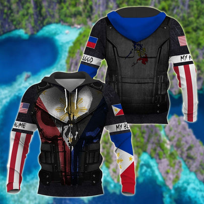 Philippinen und Amerika 3D Unisex Erwachsene Hoodies