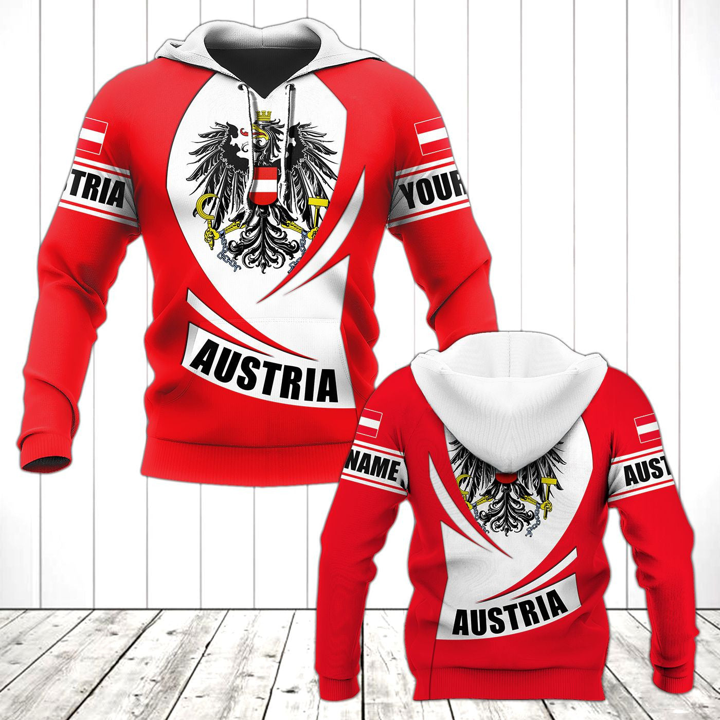 Customize Austria Coat Of Arms Flag - New Form Unisex Adult Hoodies