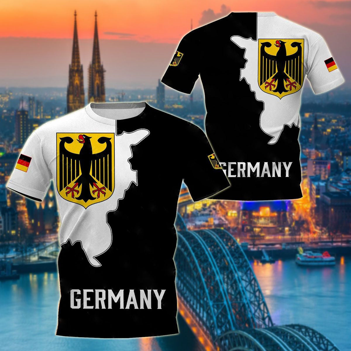 Deutschland Wappen Schwarz - Weiß Stil Unisex Erwachsene Shirts