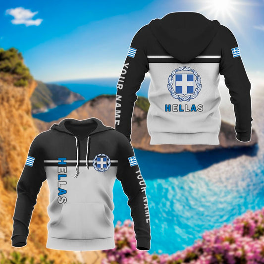 Hellas Wappen und Flagge anpassen - Schwarz und Weiß Unisex Erwachsene Hoodies