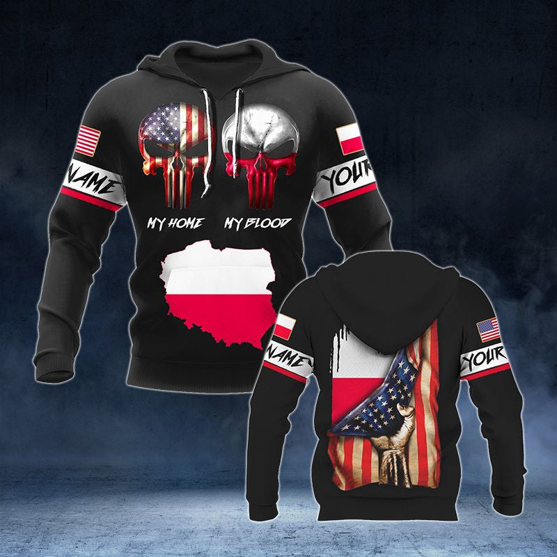 Customize America My Home Poland My Blood V2 Unisex Adult Hoodies