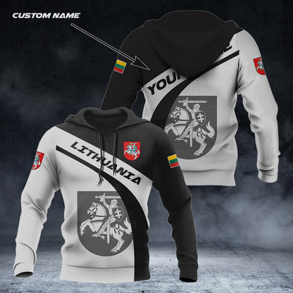 Custom Name Lithuania Coat Of Arms Black And White Unisex Adult Shirts