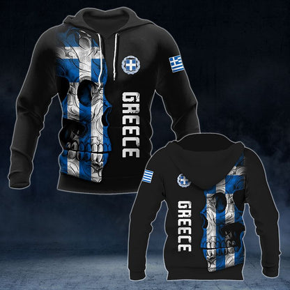 Greece Coat Of Arms Skull 3D Unisex Adult Hoodies