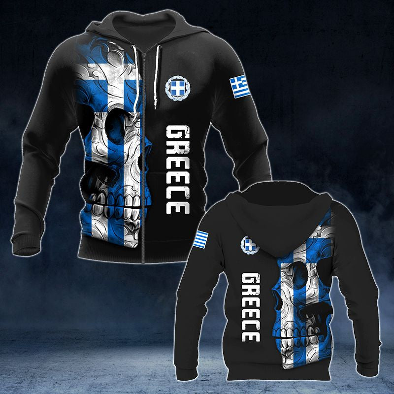 Greece Coat Of Arms Skull 3D Unisex Adult Hoodies