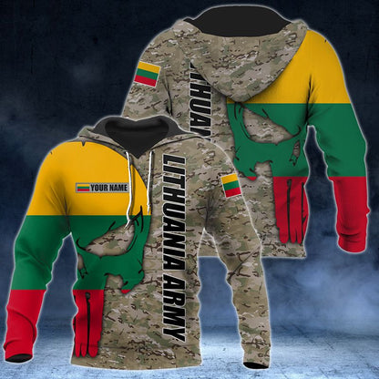 Sweats à capuche unisexes pour adultes à personnaliser Lithuania Skull Camo V2