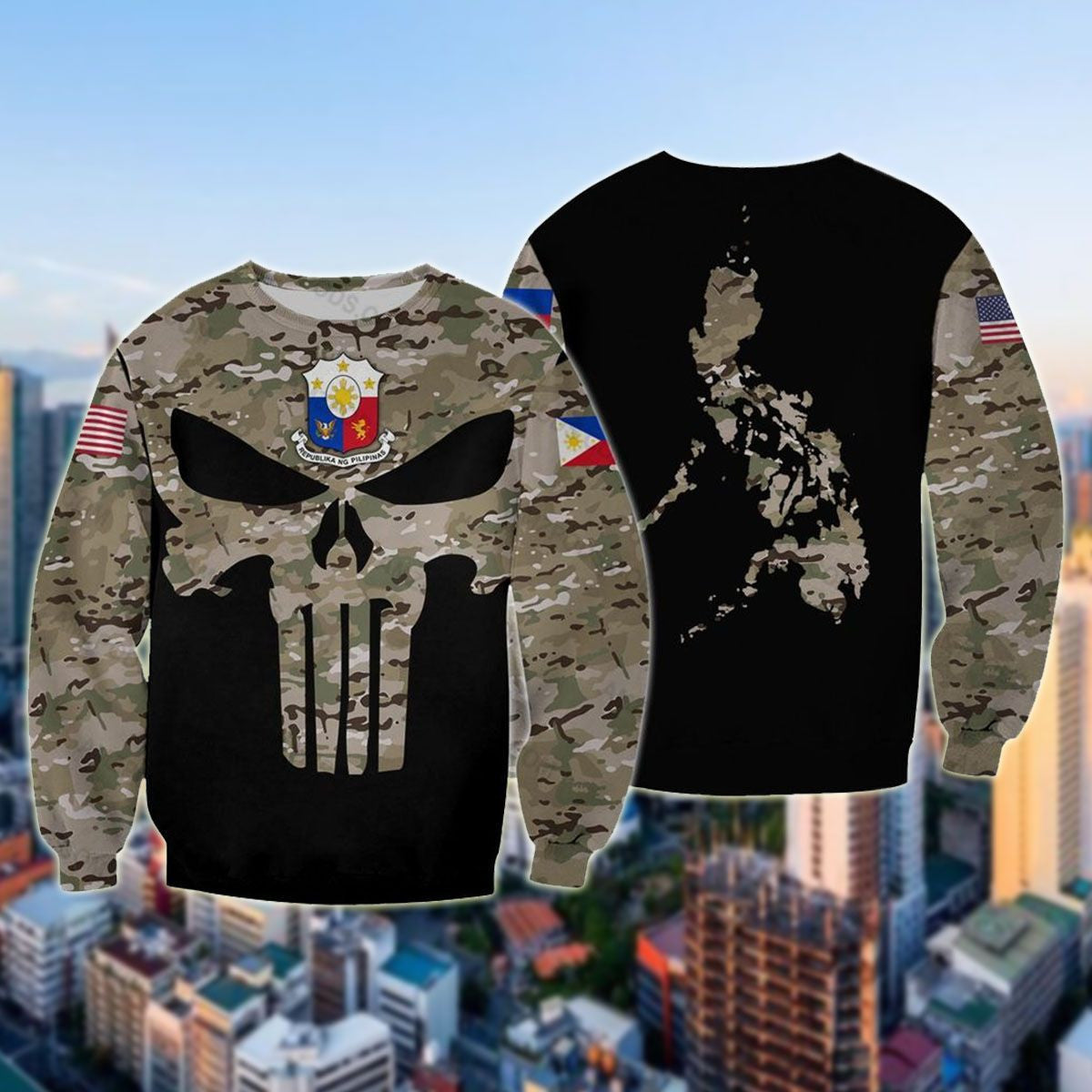 Philippinen Totenkopf Camo Unisex Erwachsene Shirts