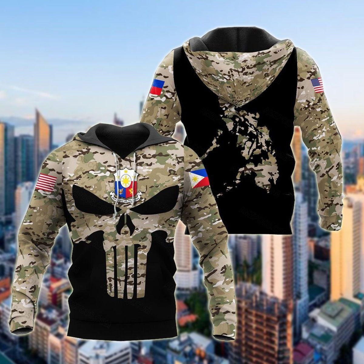 Philippinen Totenkopf Camo Unisex Erwachsene Shirts