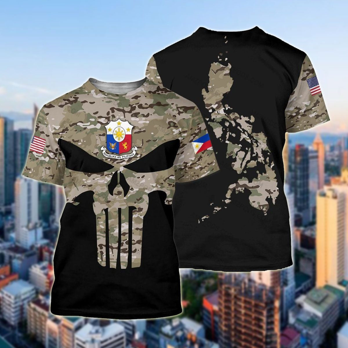 Philippinen Totenkopf Camo Unisex Erwachsene Shirts