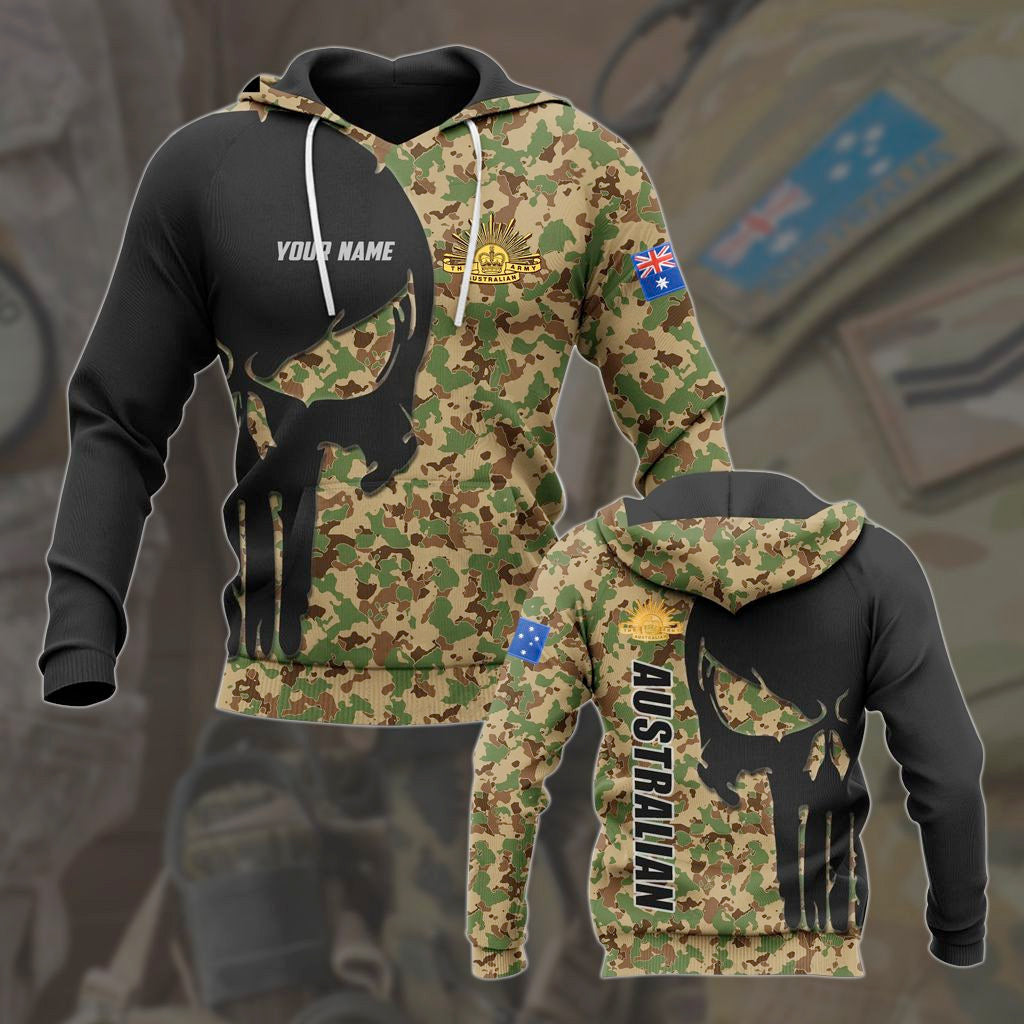 Personalisiere Australian Army Symbol Camo - Skull Unisex Hoodies für Erwachsene