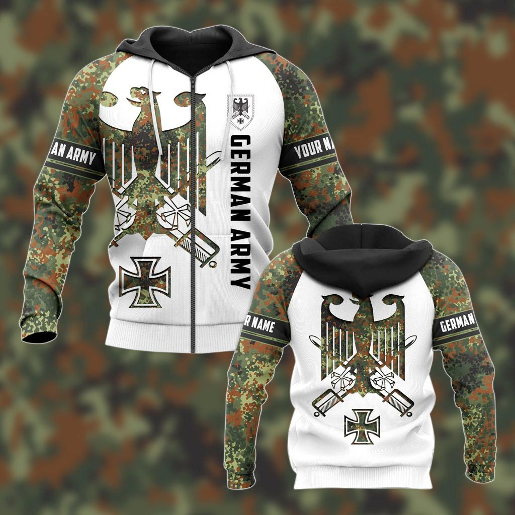 Sweat à capuche unisexe blanc personnalisable avec symbole de l'armée allemande