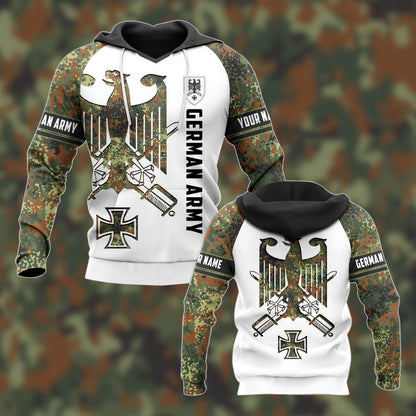 Sweat à capuche unisexe blanc personnalisable avec symbole de l'armée allemande