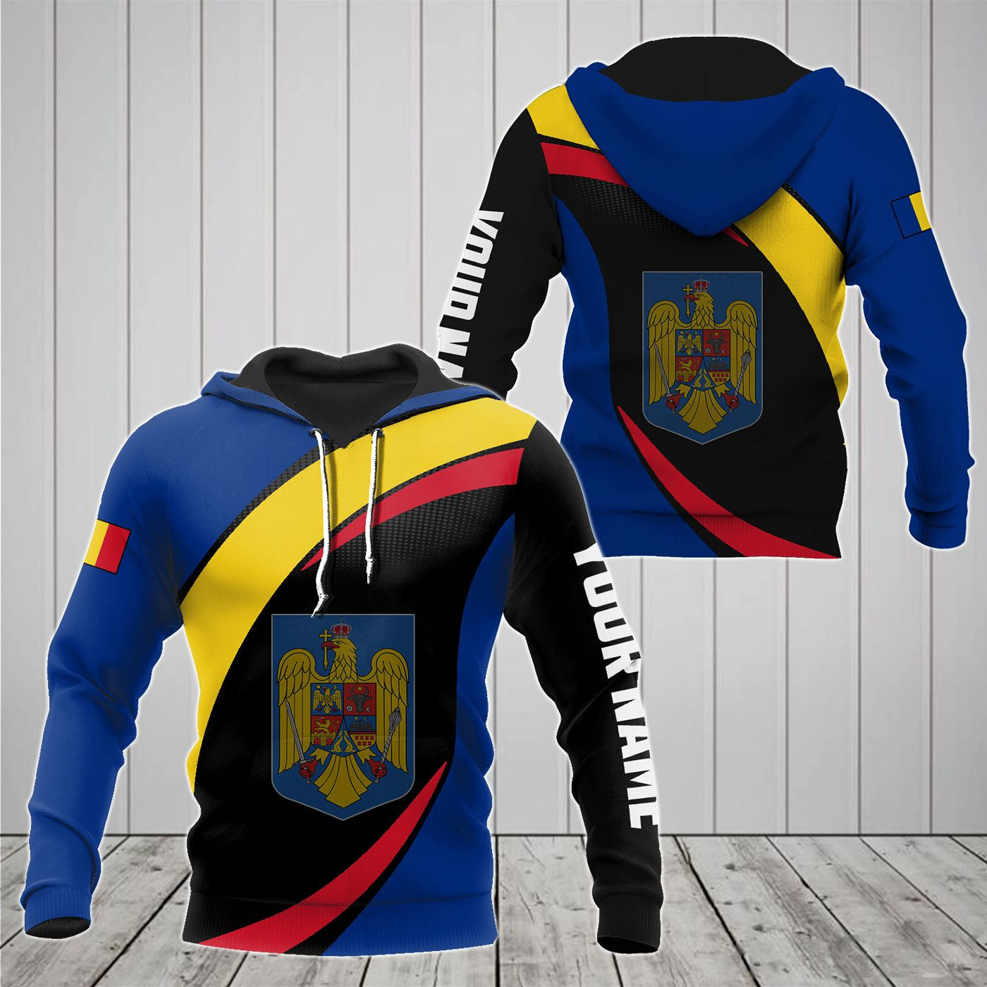 Sweats à capuche unisexes pour adultes personnalisables Romania Proud Version