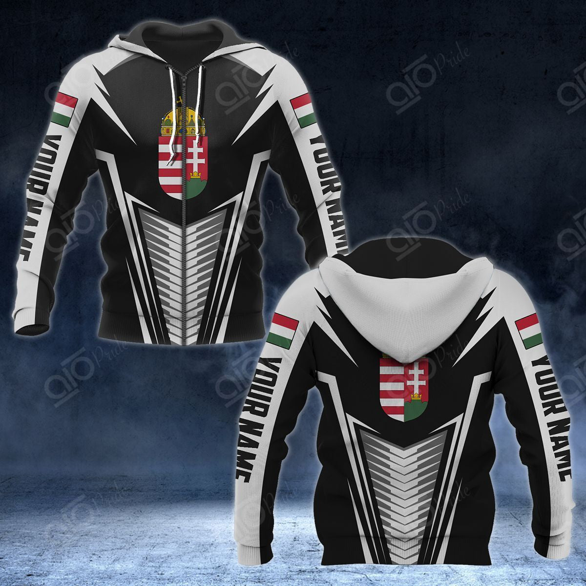 Customize Hungary Coat Of Arms And Flag V2 Print Unisex Adult Hoodies