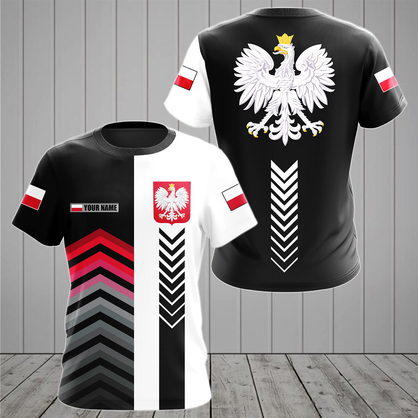 Benutzerdefinierte Name Wappen Polen Speed ​​Style Unisex Erwachsene Shirts