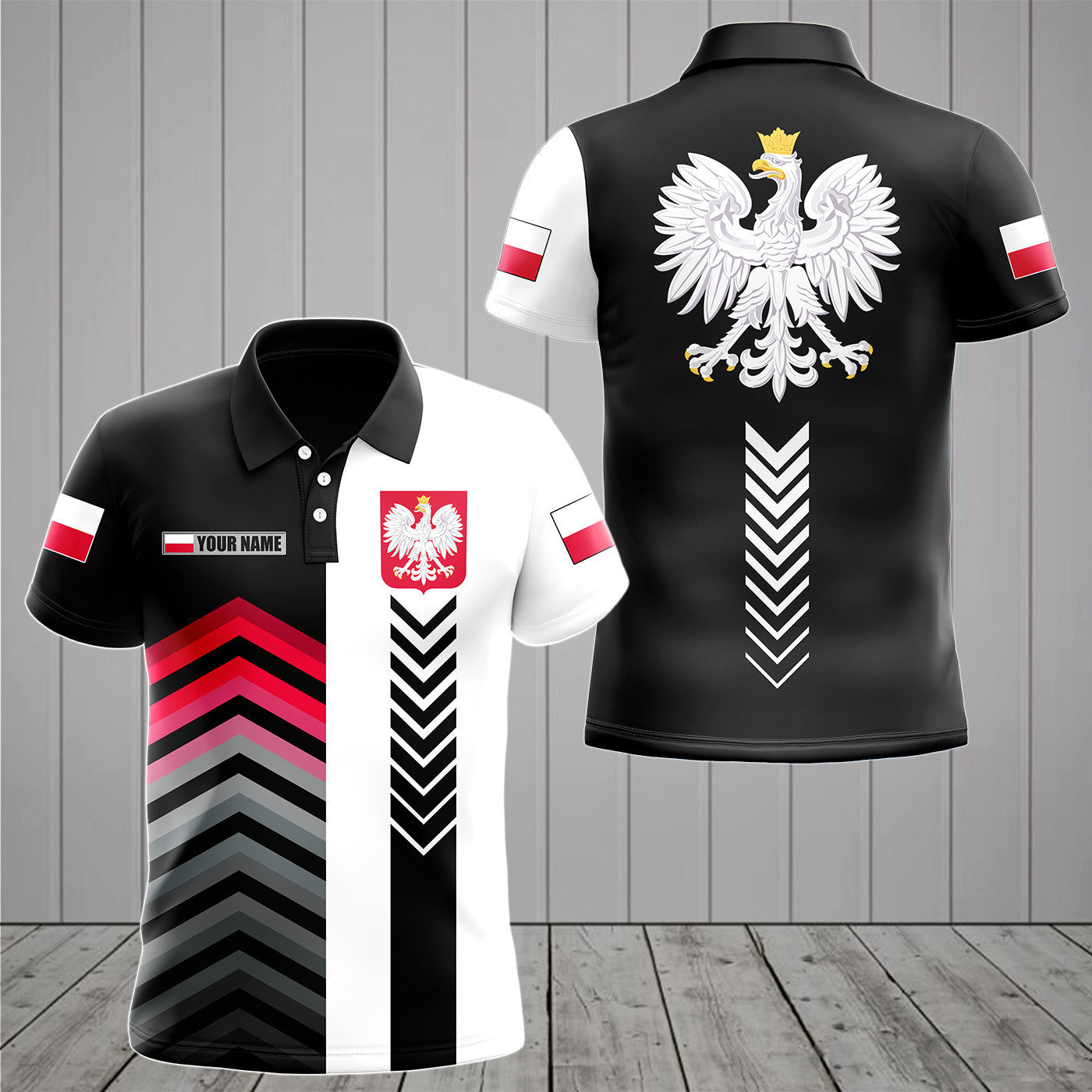 Custom Name Coat Of Arms Poland Speed Style Unisex Adult Shirts