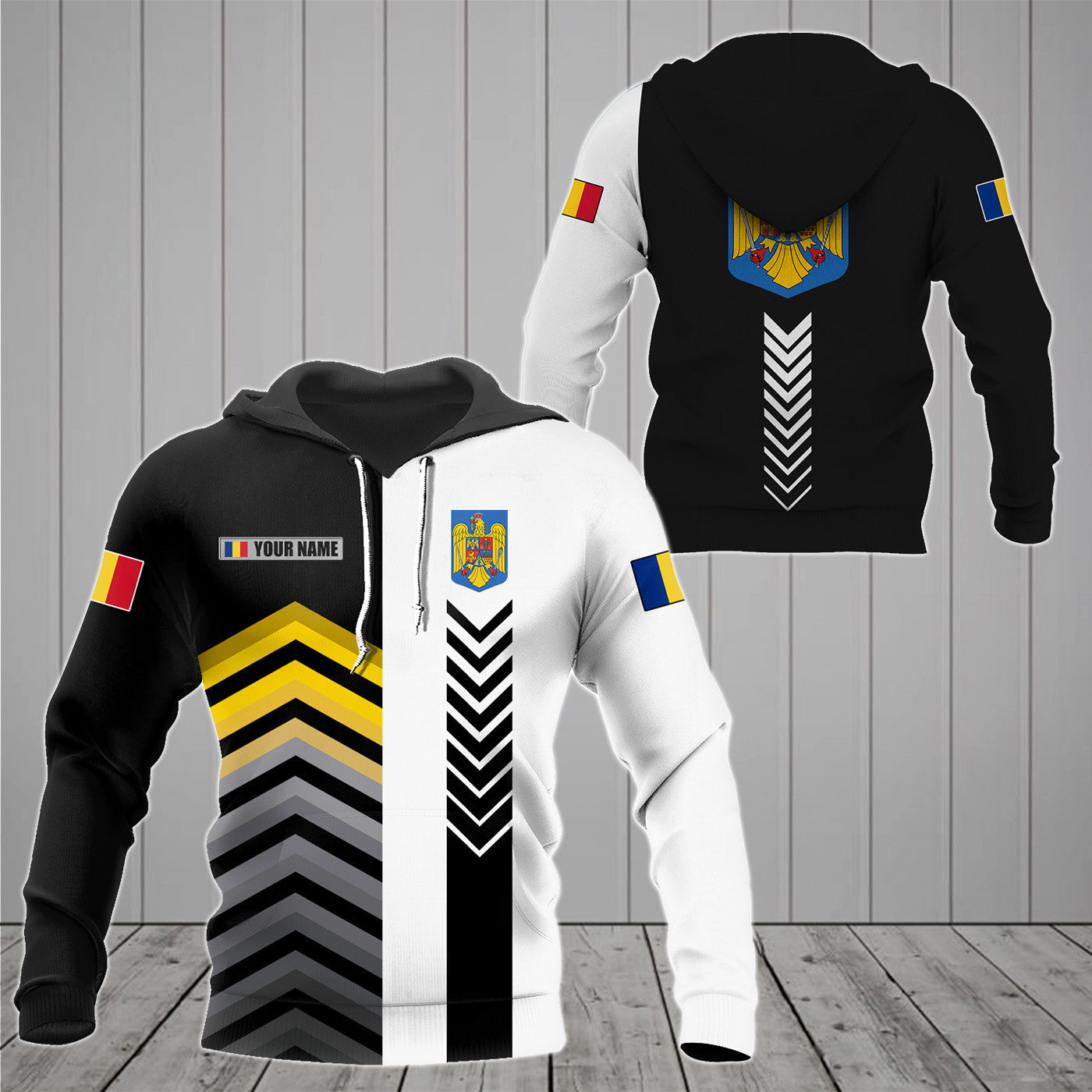 Chemises unisexes pour adultes Customzie Coat Of Arms Romania Speed ​​Style