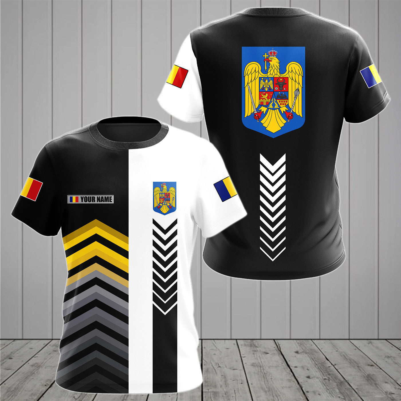 Customzie Wappen Rumänien Speed ​​Style Unisex Erwachsene Shirts