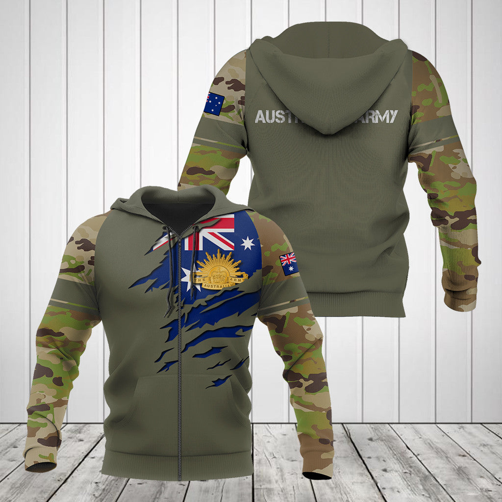 T-shirts unisexes pour adultes avec motif camouflage militaire 3D du drapeau australien