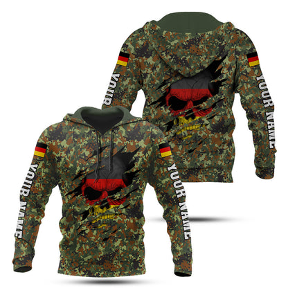 Unisex Shirts Benutzerdefinierte Name Deutschland 3D Camouflage Schädel