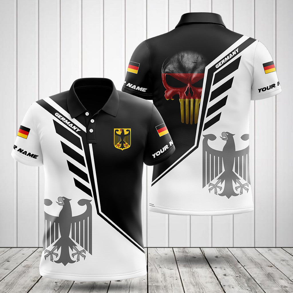 Benutzerdefinierte Name Deutschland Schädel Flügel und Wappen Unisex Erwachsene Shirts