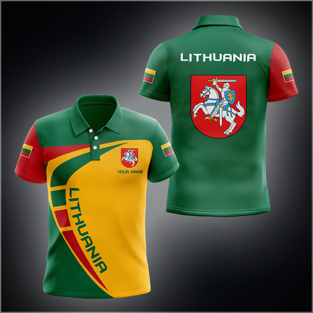 Custom Name Lithuania Flag Sport Style Unisex Adult Shirts