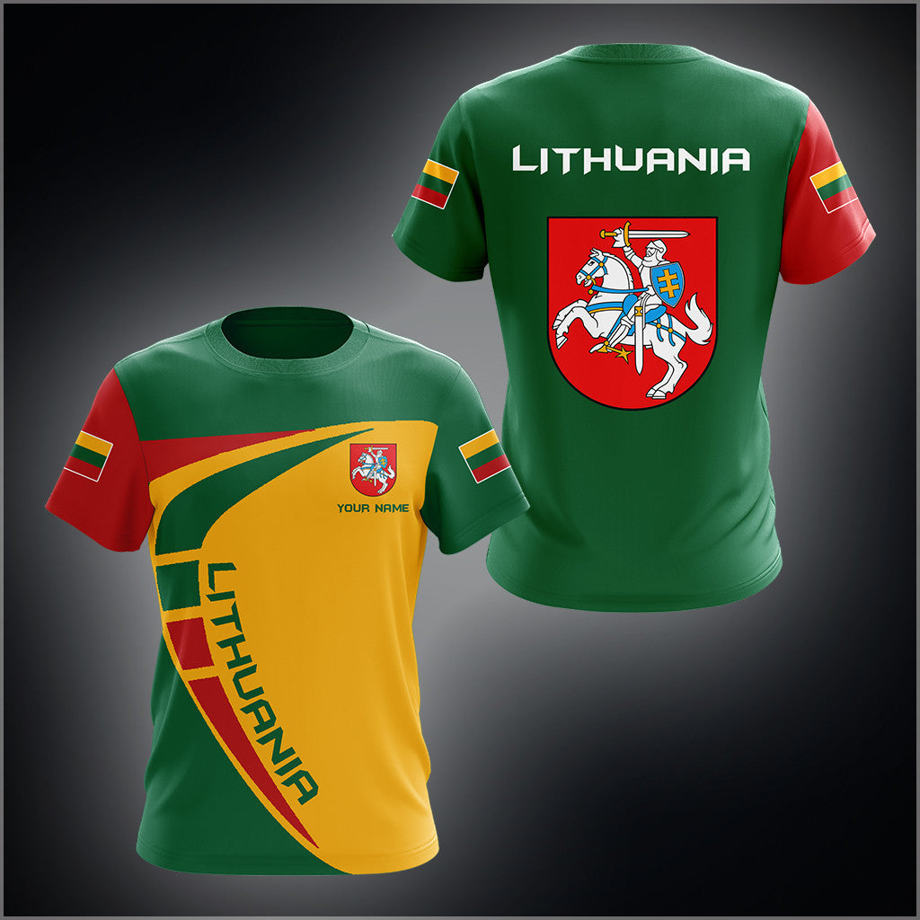 Custom Name Lithuania Flag Sport Style Unisex Adult Shirts