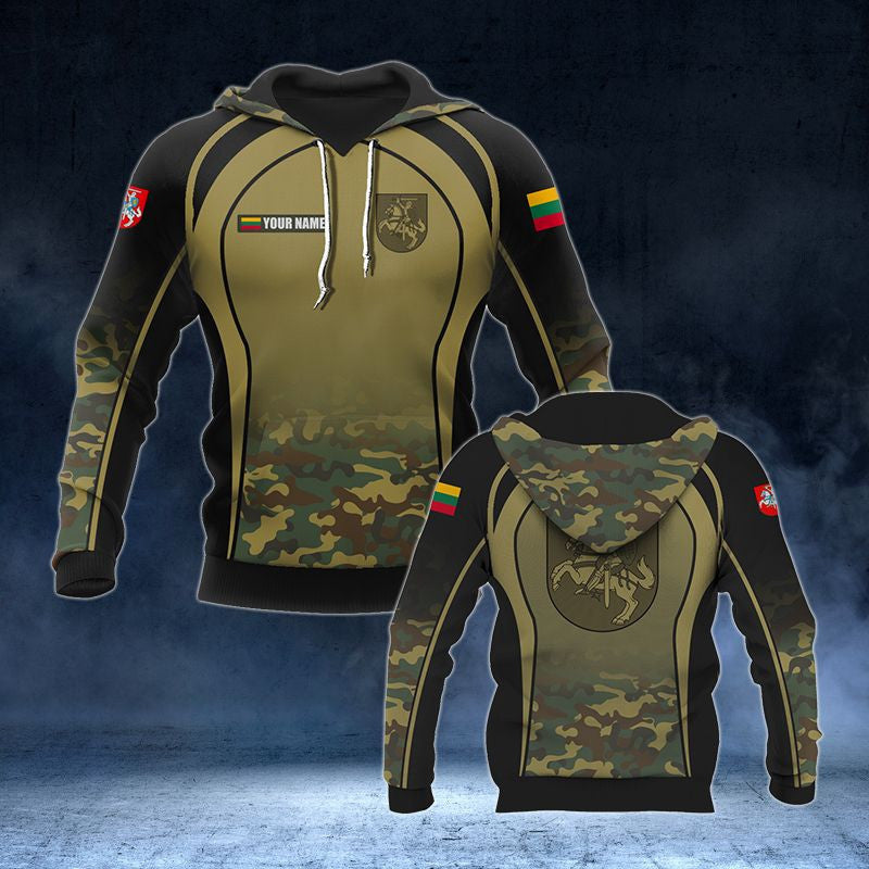 Sweat à capuche unisexe pour adulte avec motif camouflage des armoiries de la Lituanie V2