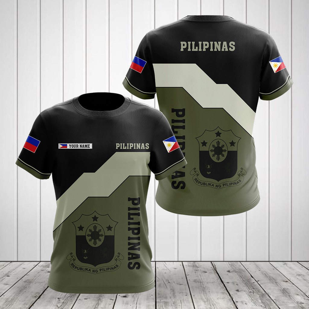 Custom Name Philippines Pilipinas Coat Of Arms And Flag Unisex Adult Shirts